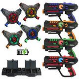 Kidzlane Rechargeable Laser Tag Set, 4 Guns and Vests