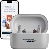 Lexie B2 Plus Powered by Bose - Self-Fitting Rechargeable OTC Hearing Aids for Mild to Moderate Hearing Loss in Adults and Seniors - Clear Sound - Wireless Charging Case - Bluetooth-Enabled - Gray