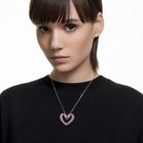Swarovski 5646571 purple crystal heart necklace worn on model
